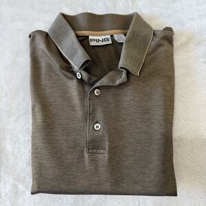 PING Mens Golf Polo‎ Shirt Short Sleeve Casual Performance Brown